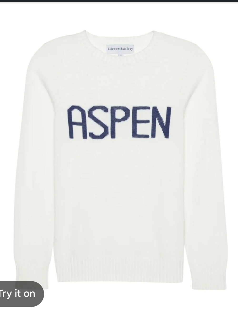 Ellsworth & Ivey Aspen Logo Crewneck Sweater - White/Navy